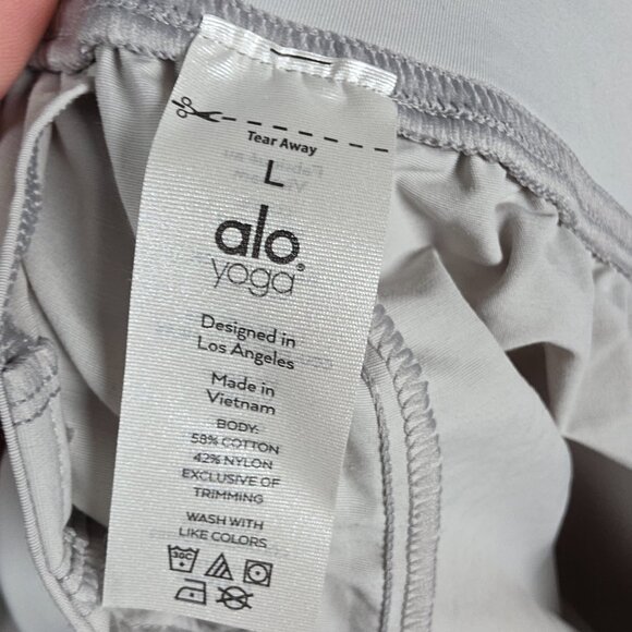 alo Track Sweat Pants Womens Size Large Silver Reflectors Tapered Leg Relaxed - Picture 9 of 12